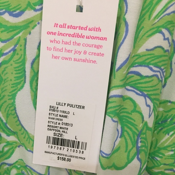 NWT Lilly Pulitzer Shaw Dress Resort White Daffodil Hill Size Large - Picture 9 of 16